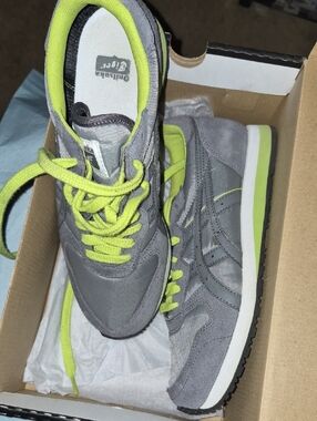 Onitsuka Tiger by Asics Gray and Neon Yellow Women's Sneakers